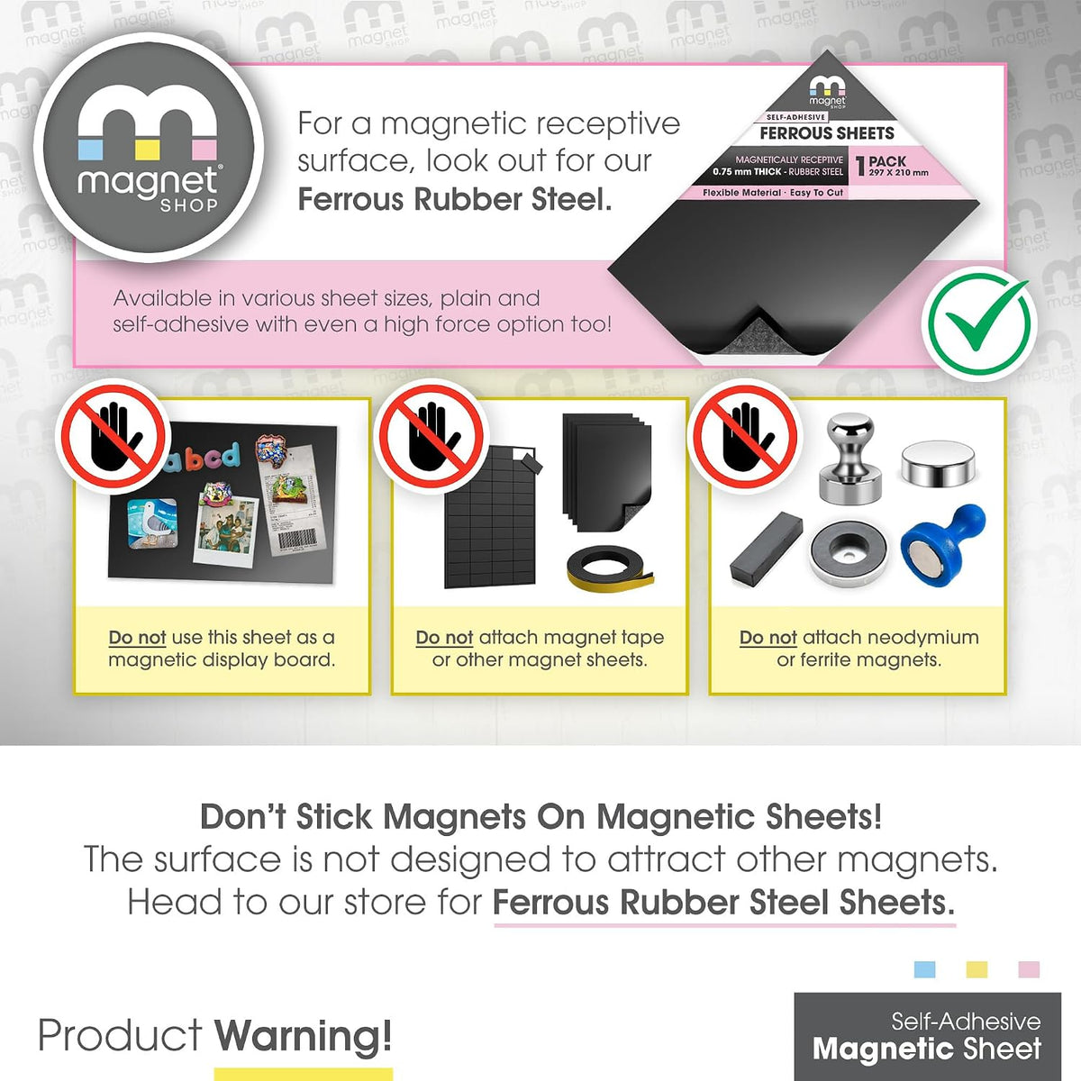 Magnetic Sheets Self-Adhesive A4 0.85mm Flexible Strong 10 Pack TMS