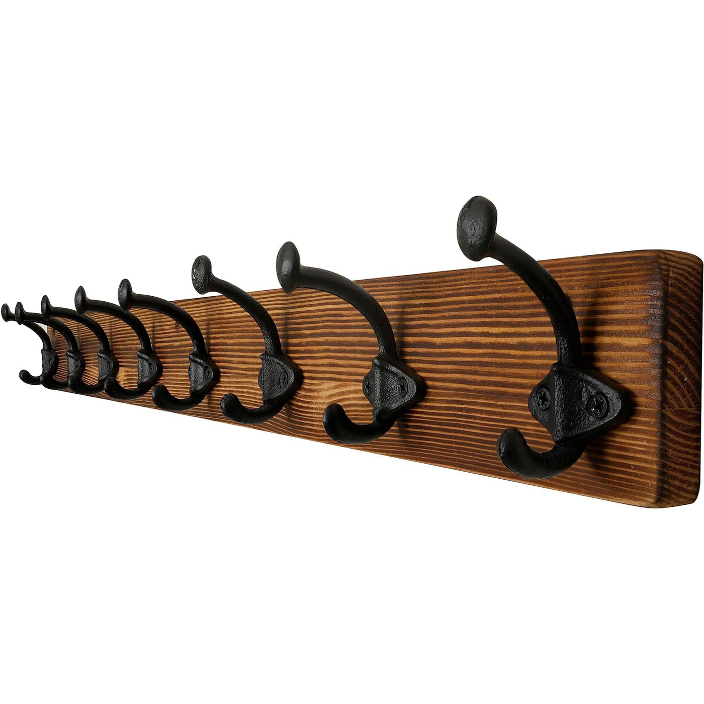 WEBI Rustic Wall-Mounted 90cm Coat Rack with 8 Heavy-Duty Cast Iron Hooks, Brown - Massive Discounts