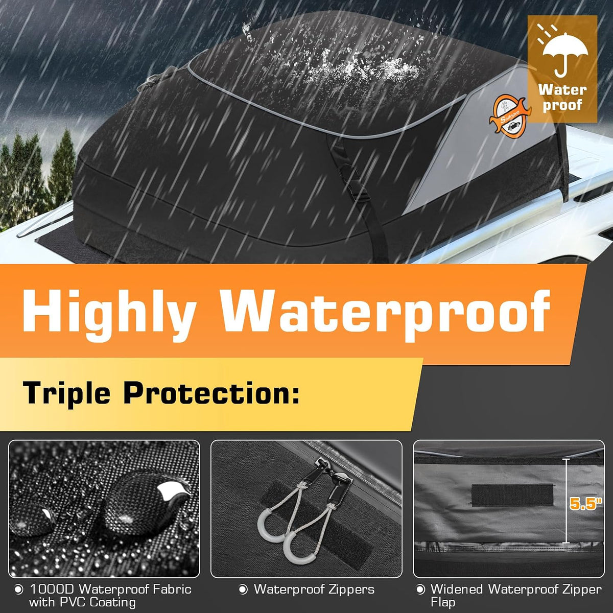 Car Roof Bag 407L Waterproof Foldable Soft Roof Box Cargo Carrier Sailnovo Travel