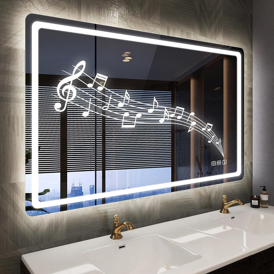 LED Bathroom Mirror 100x70cm Bluetooth Anti Fog Dimmable 3 Colour STARLEAD Vanity