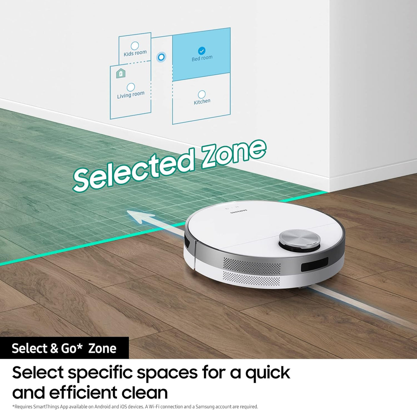 Samsung Jet Bot Robot Vacuum Cleaner 60W Suction Power VR30T80313W/EU