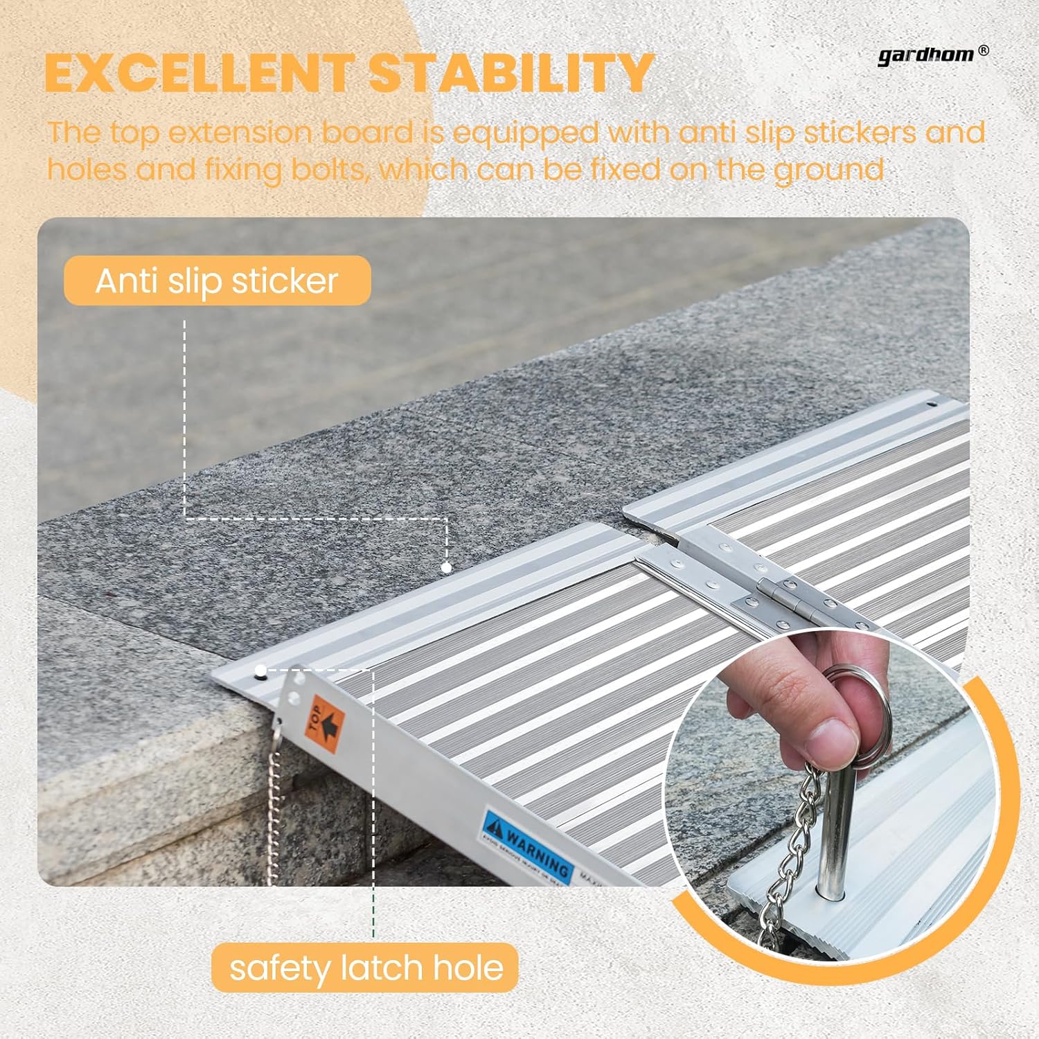 Gardhom 4FT Aluminum Wheelchair Ramp, 363KG Capacity, Folding for Easy Storage