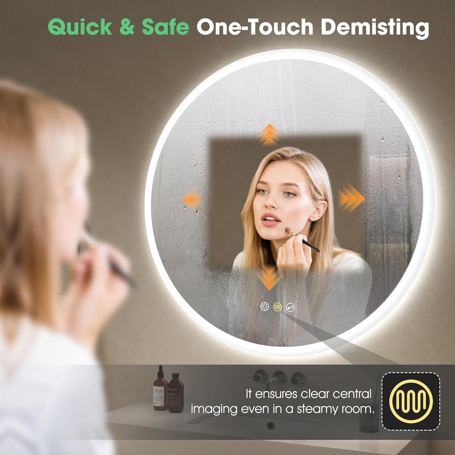 Round LED Bathroom Mirror 800mm Bluetooth Anti Fog Dimmable S'bagno