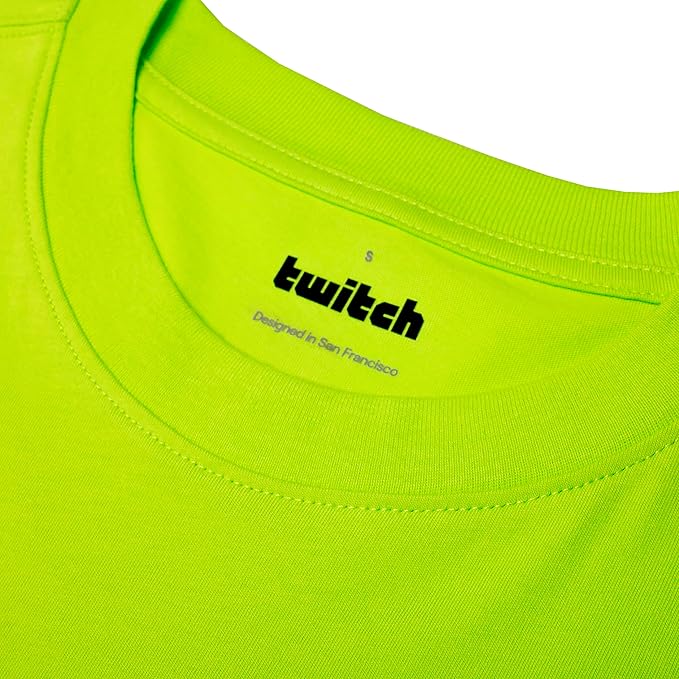 Twitch Long Sleeve Tee Unisex, Regular Fit, Cotton, Neon Yellow Top, Size M