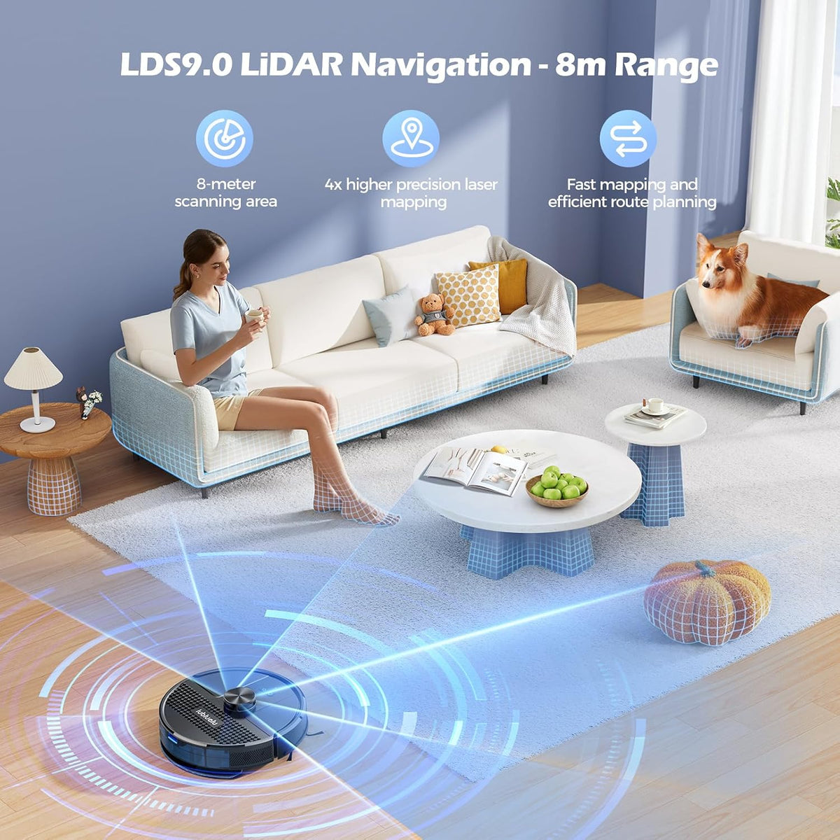 Robot Vacuum & Mop 4500Pa LiDAR WiFi Used No Mop Cloth Lubluelu SL68