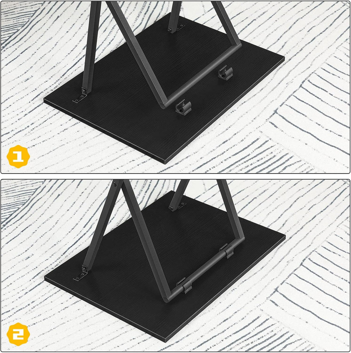 Folding TV Tray Tables Set of 2 Black Metal Frame Sofa Laptop Tables HOOBRO