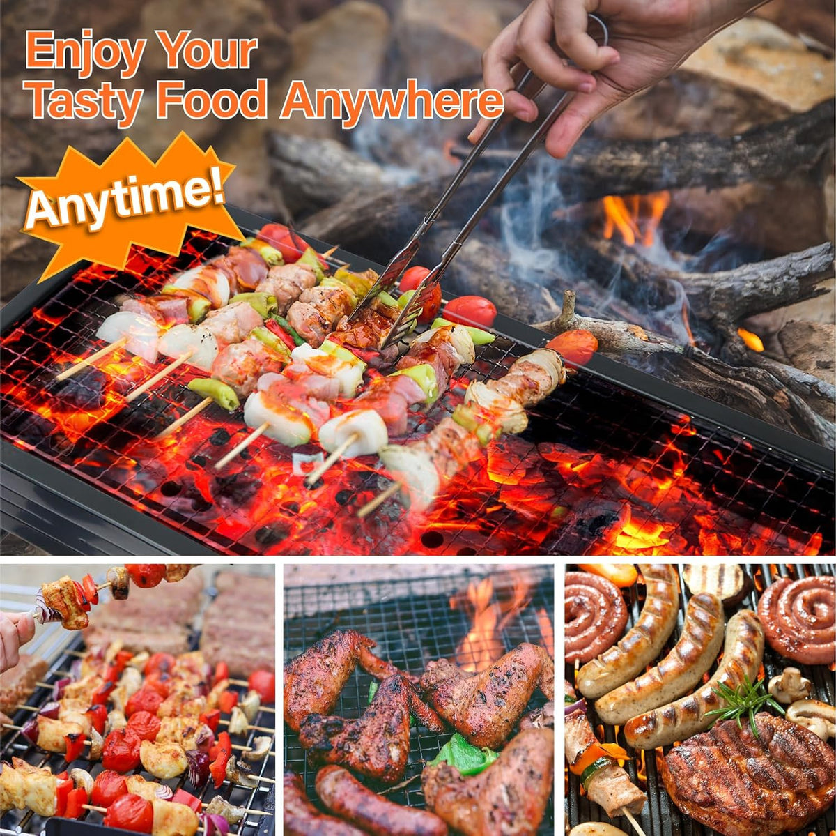 Portable Charcoal BBQ Grill Foldable Barbecue Outdoor Camping Picnic Garden Grill