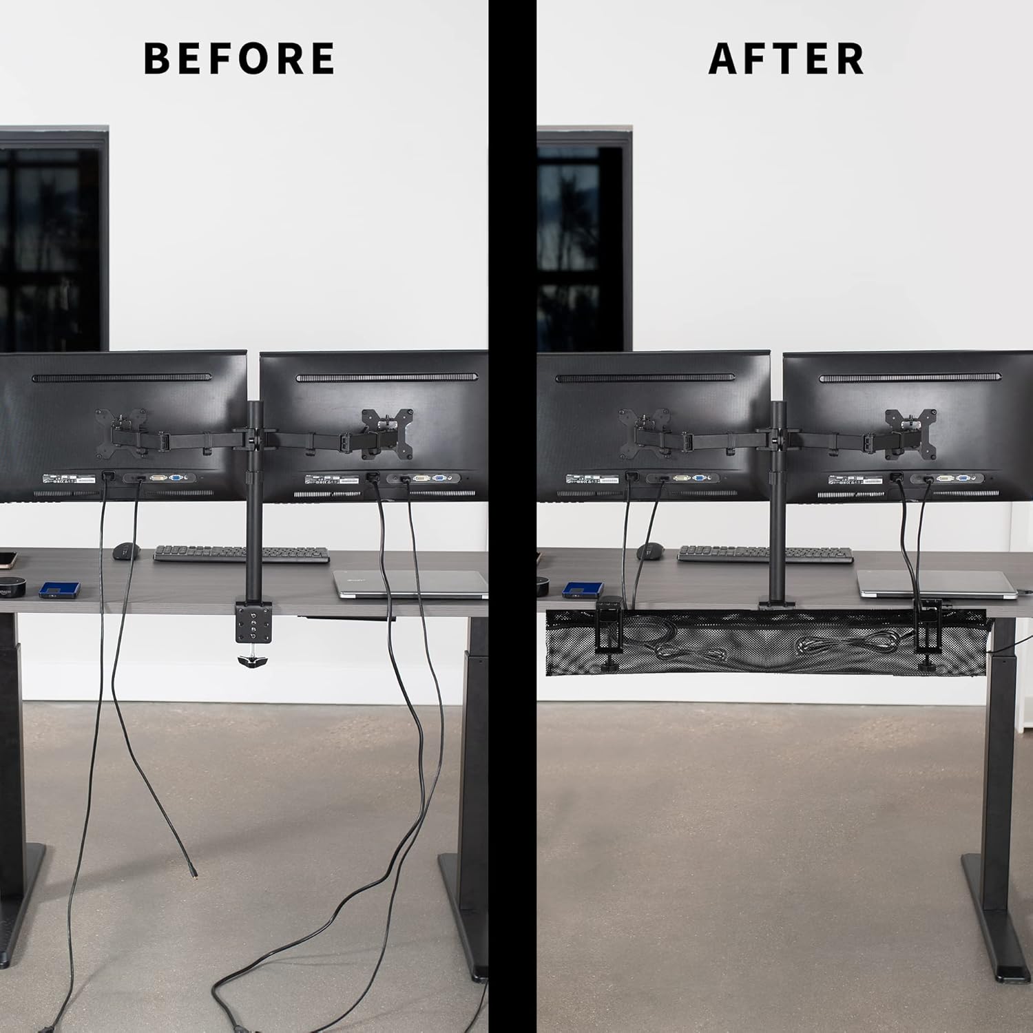 Under Desk Cable Management Net 91cm Clamp On Wire Organizer VIVO DESK-AC36MH
