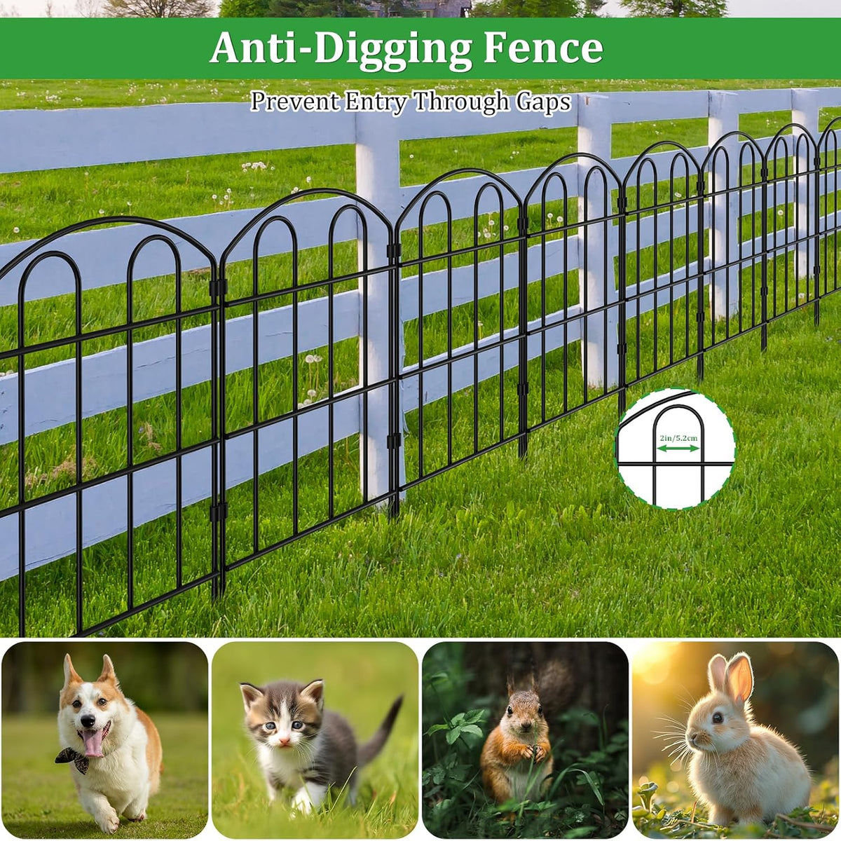 Garden Fence 10 Panels No Dig Picket Fence Outdoor Animal Barrier LIANTRAL