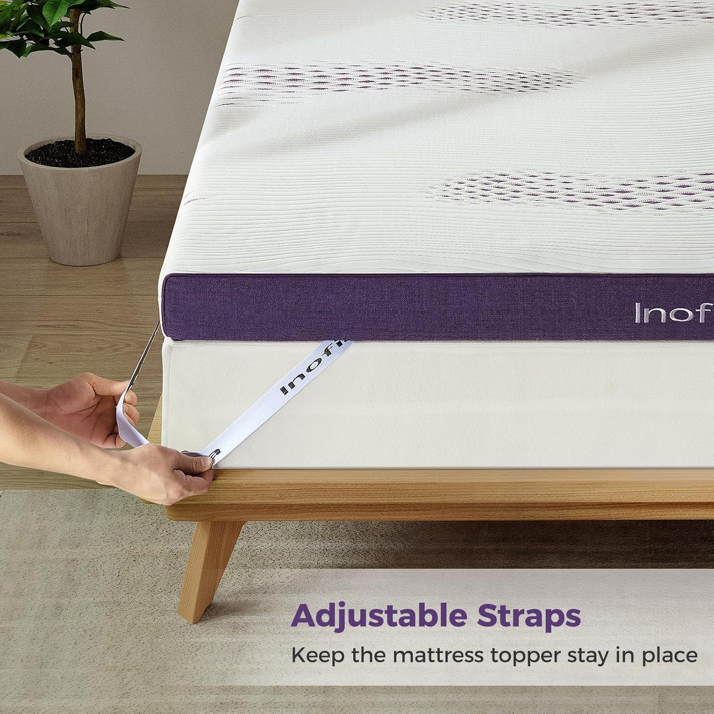 Memory Foam Mattress Topper King 4 Inch Gel Cooling Bed Topper Cover Inofia