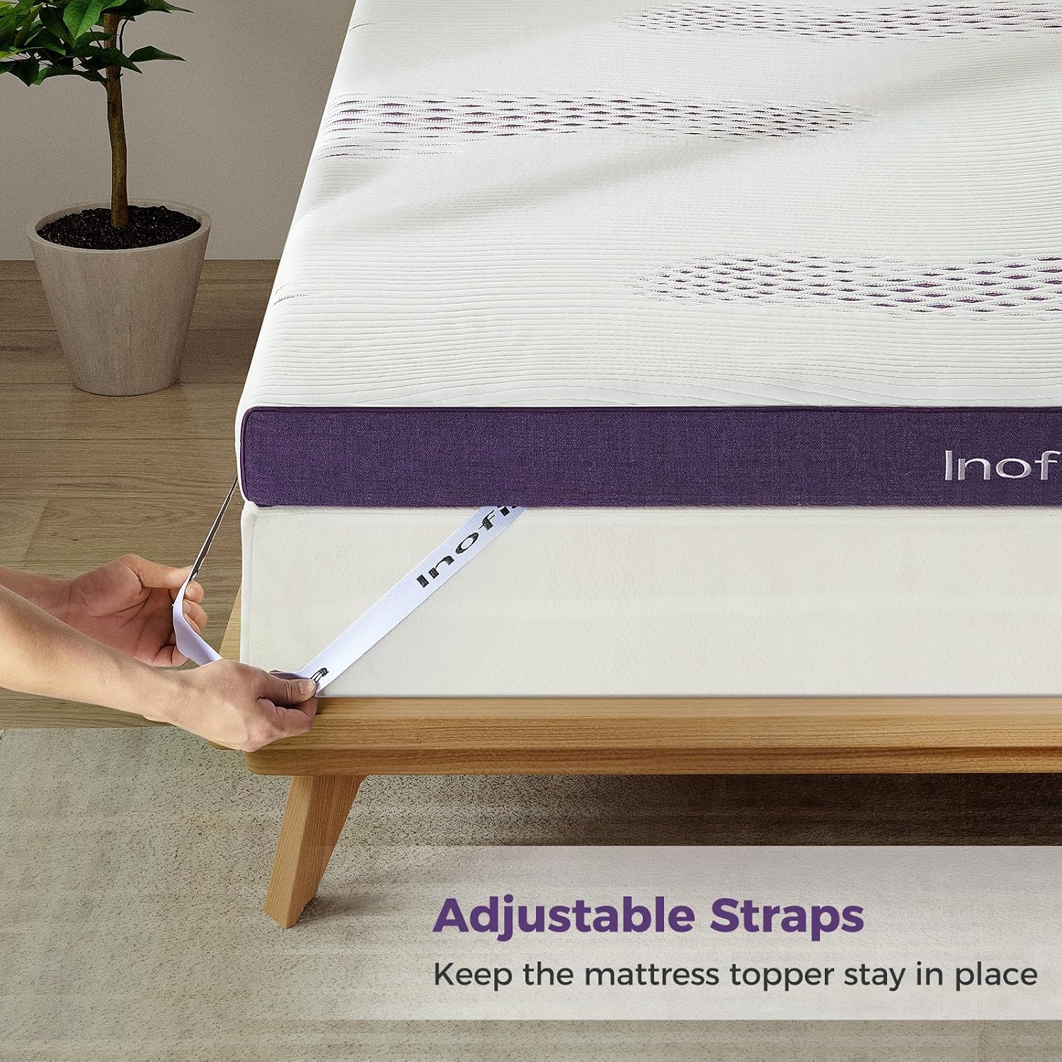 Memory Foam Mattress Topper King 4 Inch Gel Cooling Bed Topper Cover Inofia