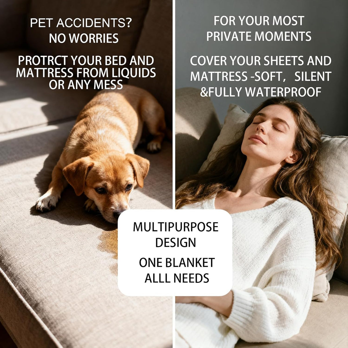 Waterproof Dog Blanket 127x152cm Reversible Washable Sofa Cover H.Versailtex