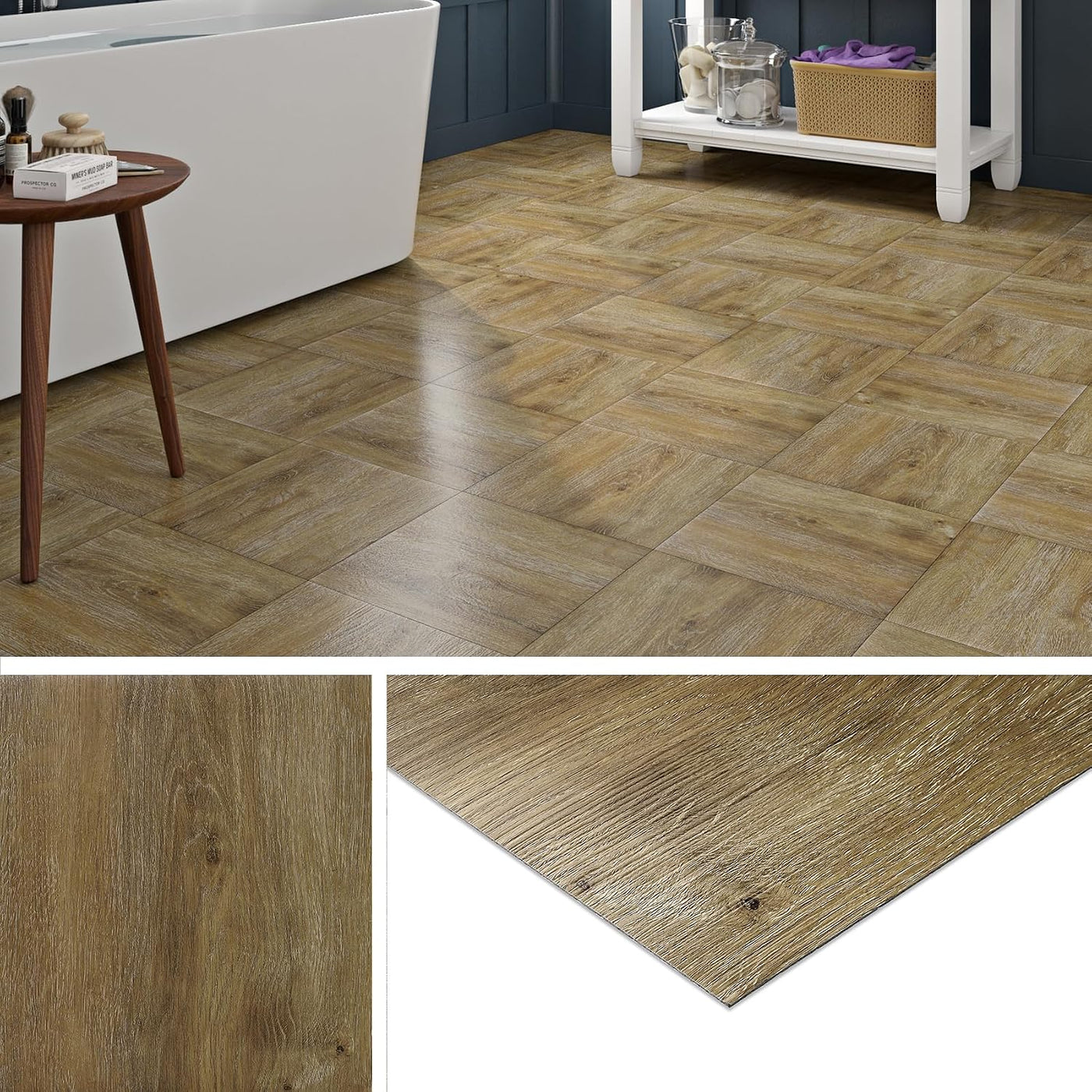 Peel Stick Vinyl Floor Tiles 30x30cm Oak Wood Effect Waterproof 32PCS Livelynine
