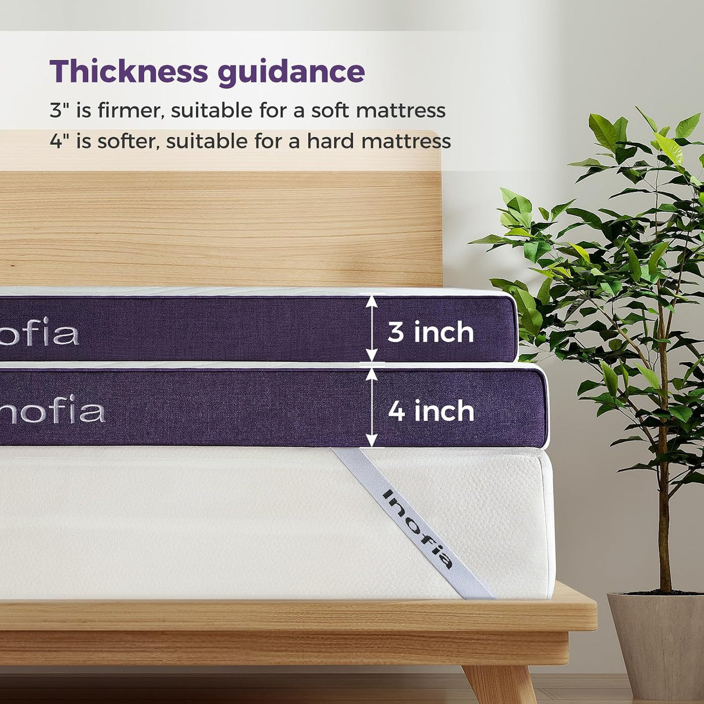 Memory Foam Mattress Topper King 4 Inch Gel Cooling Bed Topper Cover Inofia