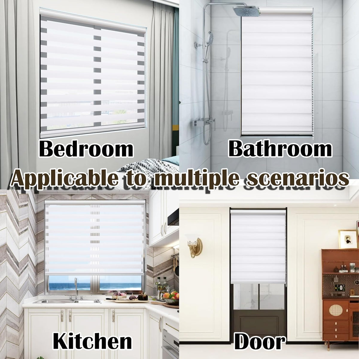 Zebra Roller Blind 120x150cm Day Night Window Curtain White Taiyuhomes