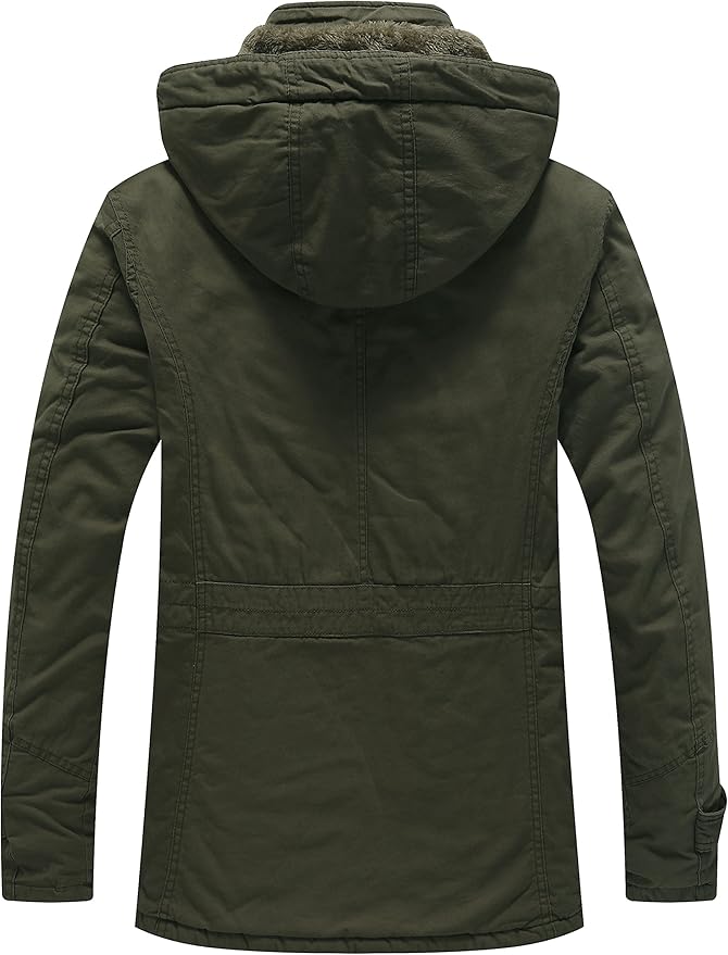Mens Thickened Fleece Parka Jacket Insulated With Removable Hood Size S