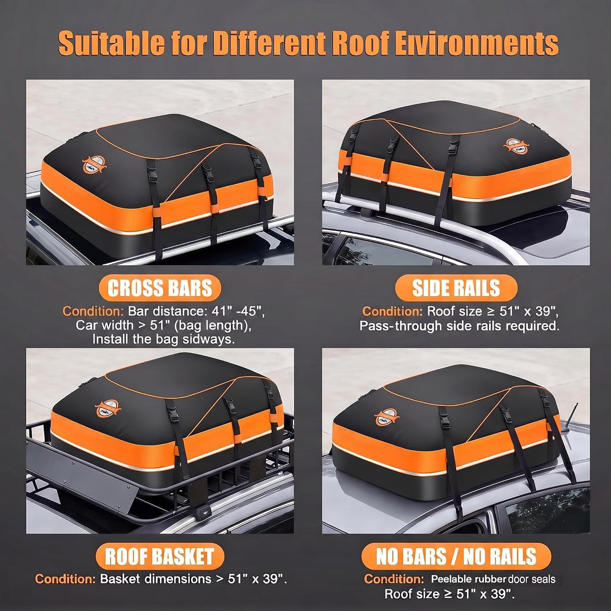 Car Roof Bag 598L Waterproof Foldable Soft Roof Box Cargo Carrier Sailnovo Travel