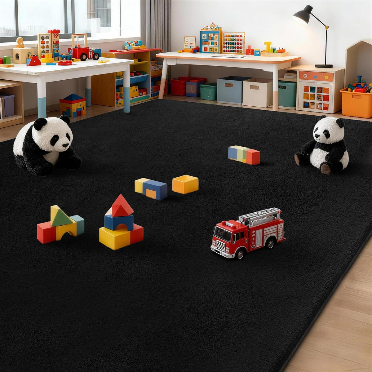 Shaggy Rug 200x300cm Black Soft Fluffy Large Living Room Bedroom Carpet XSIVOD