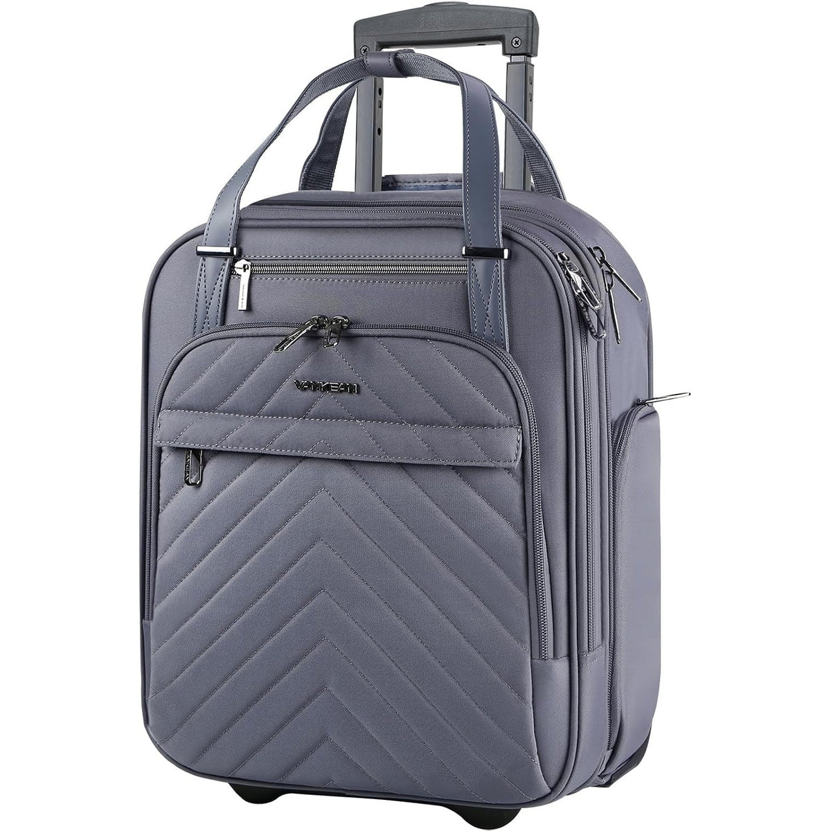 Rolling Laptop Backpack 16 Inch Underseat Wheeled Travel Bag Grey VANKEAN