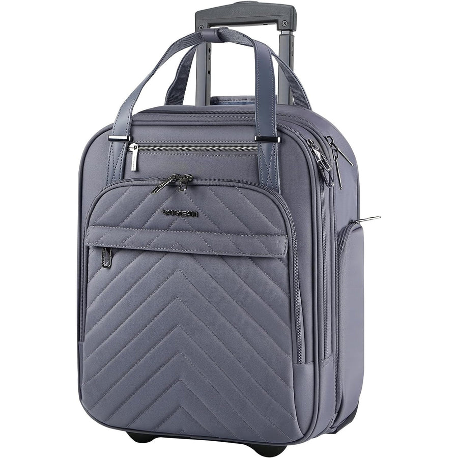 Rolling Laptop Backpack 16 Inch Underseat Wheeled Travel Bag Grey VANKEAN