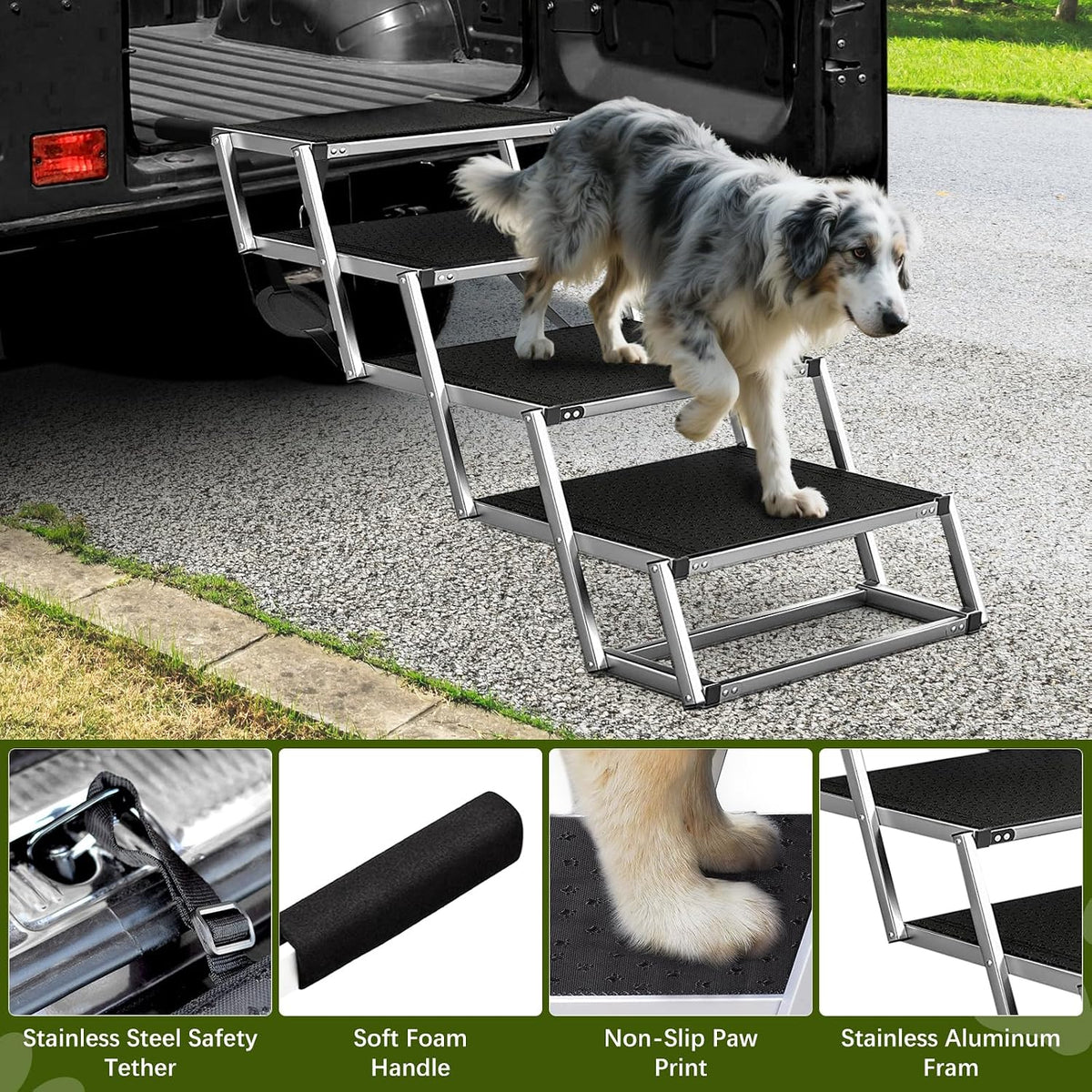 Dog Ramp for Cars 48.2cm Extra Wide Pet Steps Large Dogs SUV Truck Access Ramp