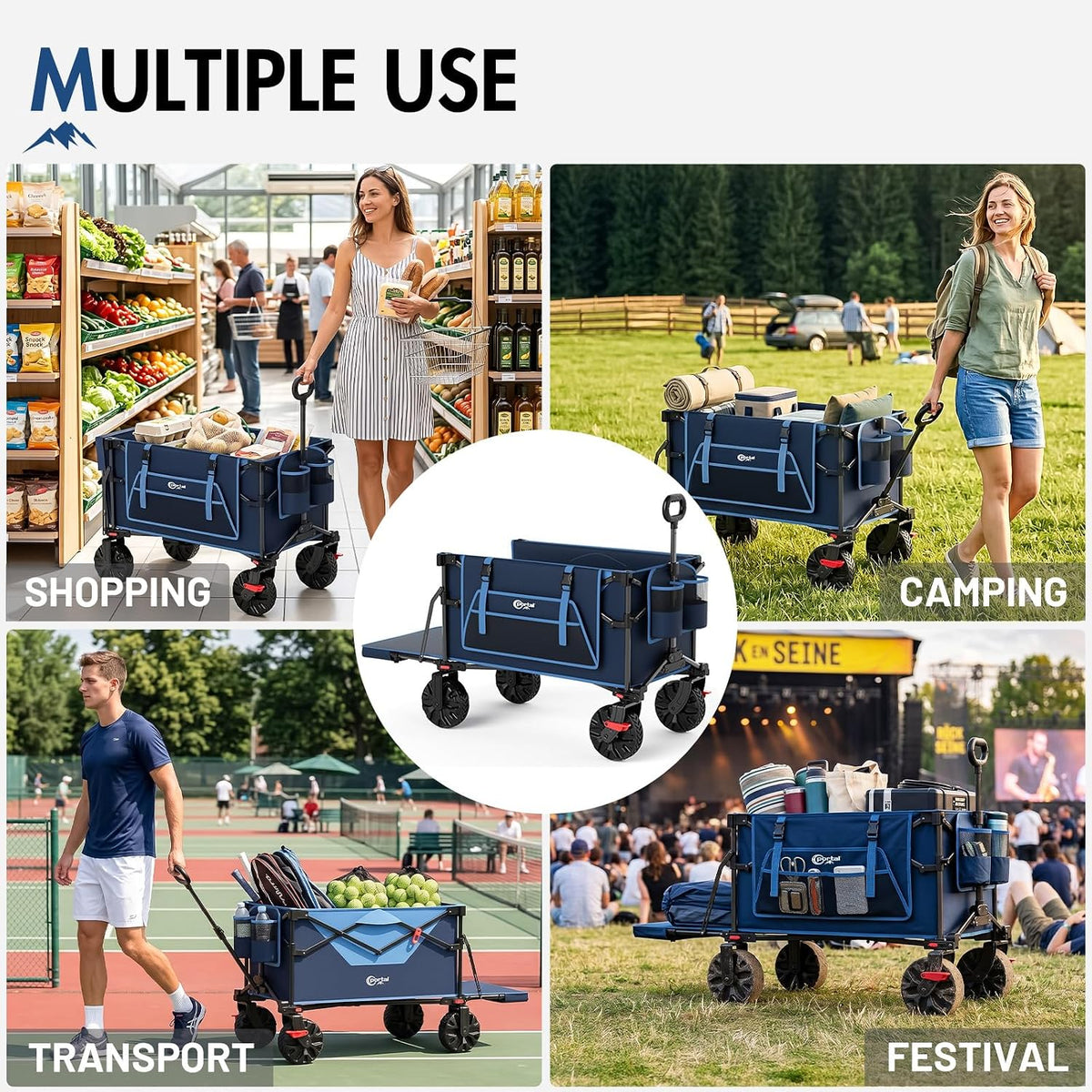 Beach Trolley 400L Heavy Duty All Terrain Wheels Foldable Wagon Portal Sand Cart