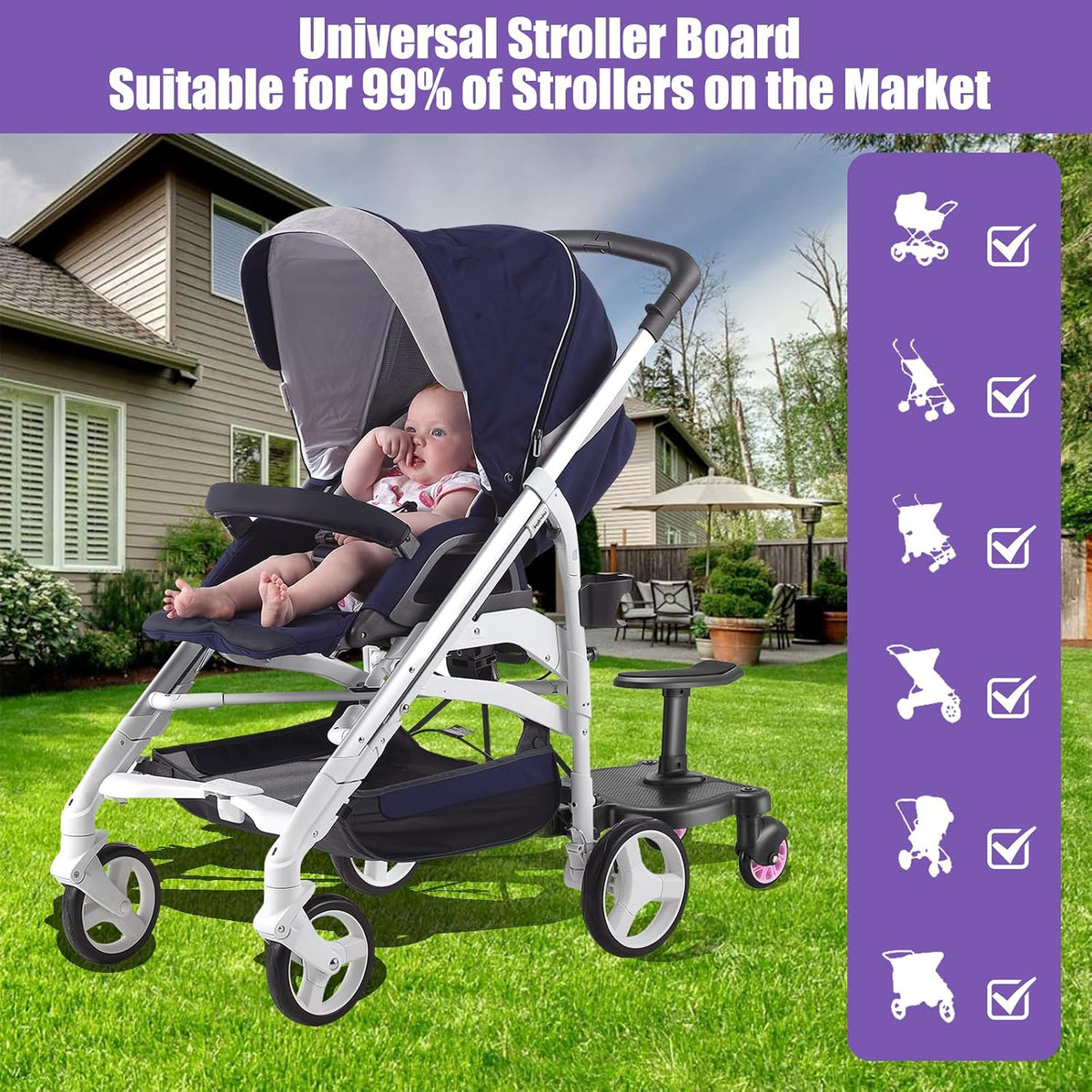Buggy Board with Seat Toddler Stroller Ride On Board Universal Pushchair Platform