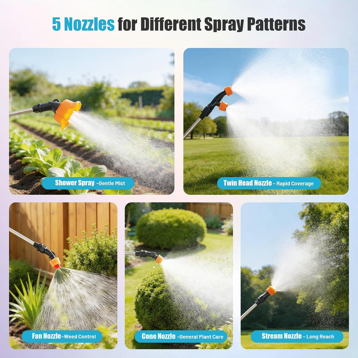 Knapsack Sprayer 16L Electric 120 PSI 4000mAh Battery Dual Wands SideKing Garden