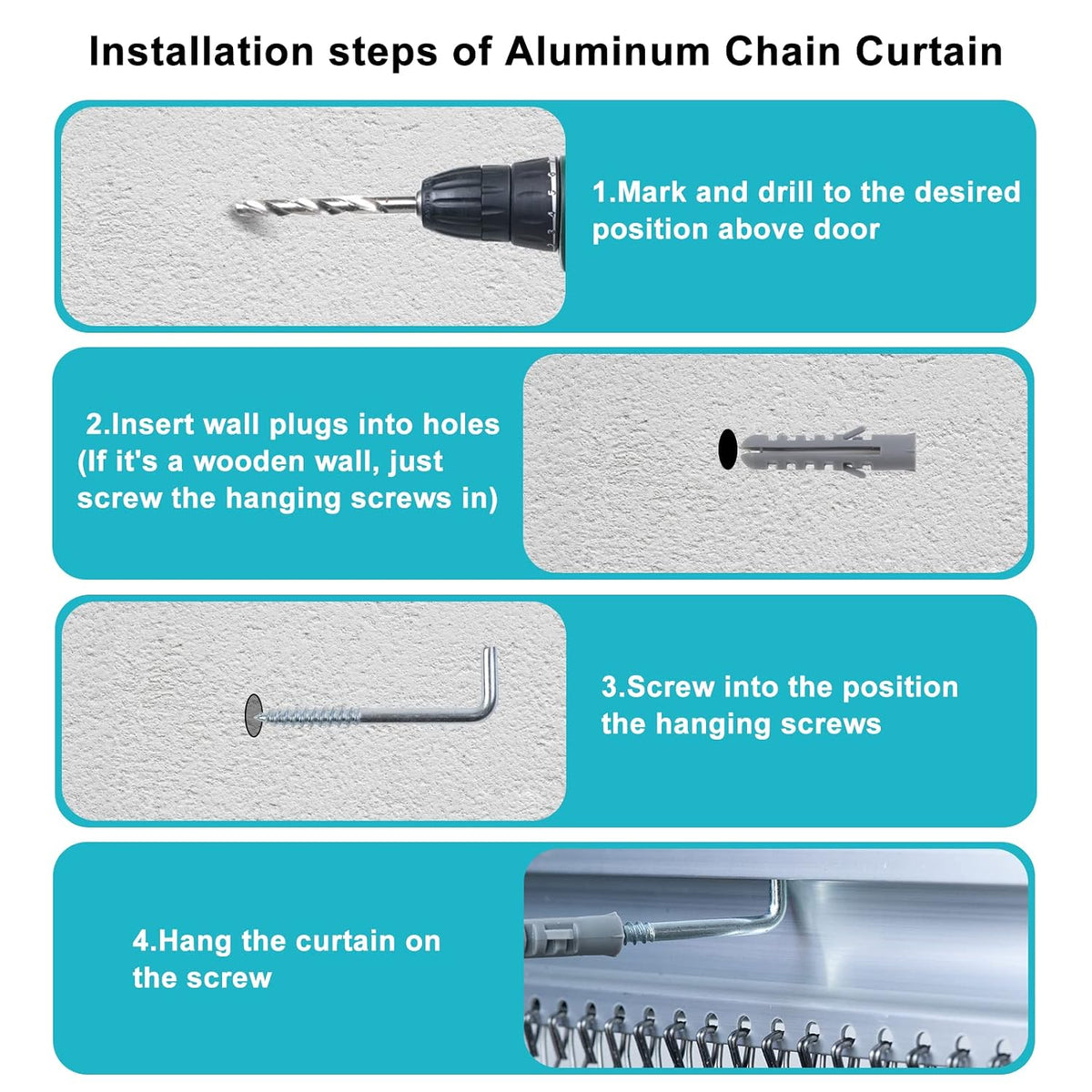 Aluminium Chain Fly Screen 90x200cm Door Curtain Silver Grey Insect Pest Control