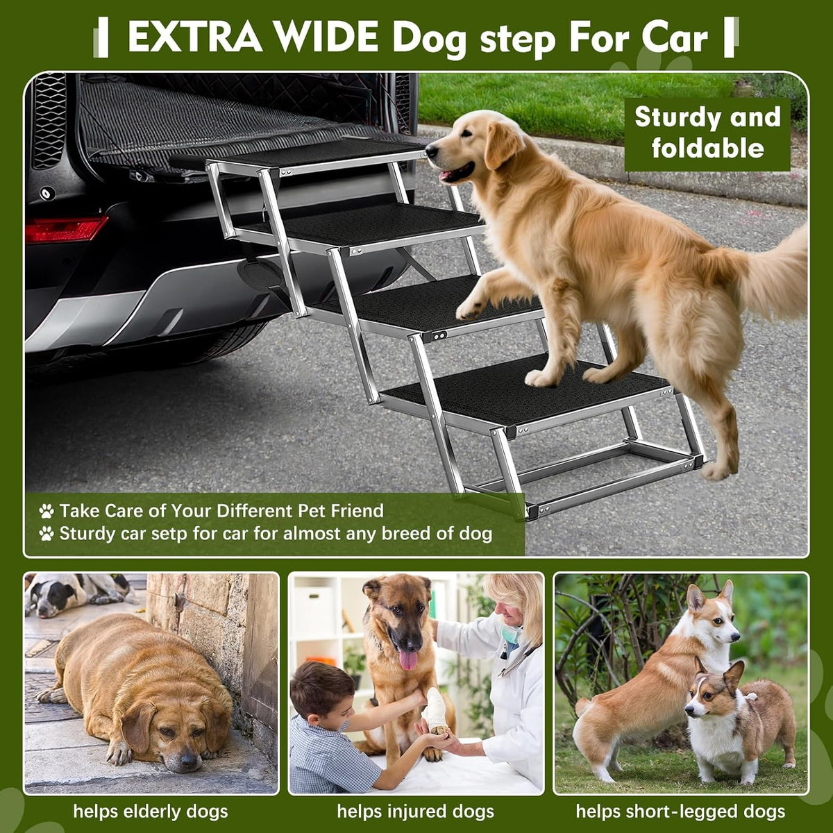 Dog Ramp for Cars 48.2cm Extra Wide Pet Steps Large Dogs SUV Truck Access Ramp