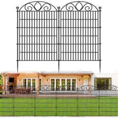 No Dig Garden Fence 112cm High 360cm Long 5 Panels Decorative Outdoor Border