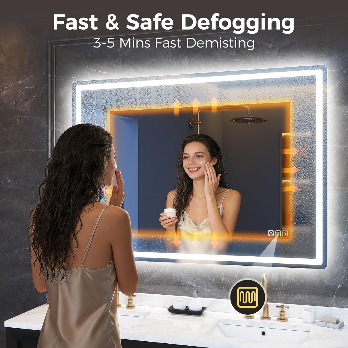 LED Bathroom Mirror 100x70cm Bluetooth Anti Fog Dimmable 3 Colour STARLEAD Vanity