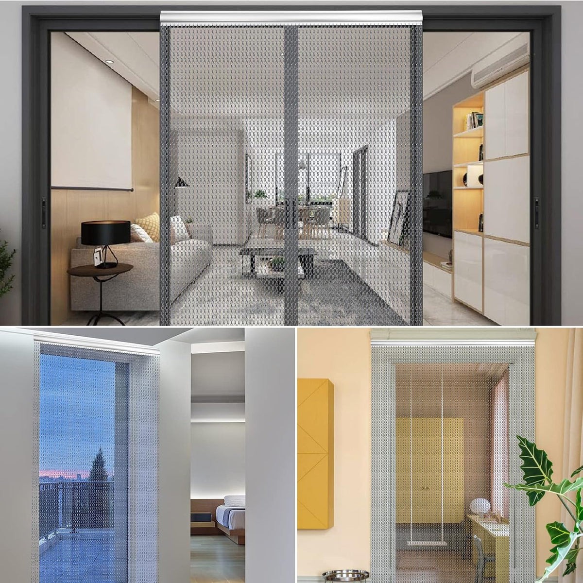 Aluminium Chain Fly Screen 90x200cm Door Curtain Silver Grey Insect Pest Control