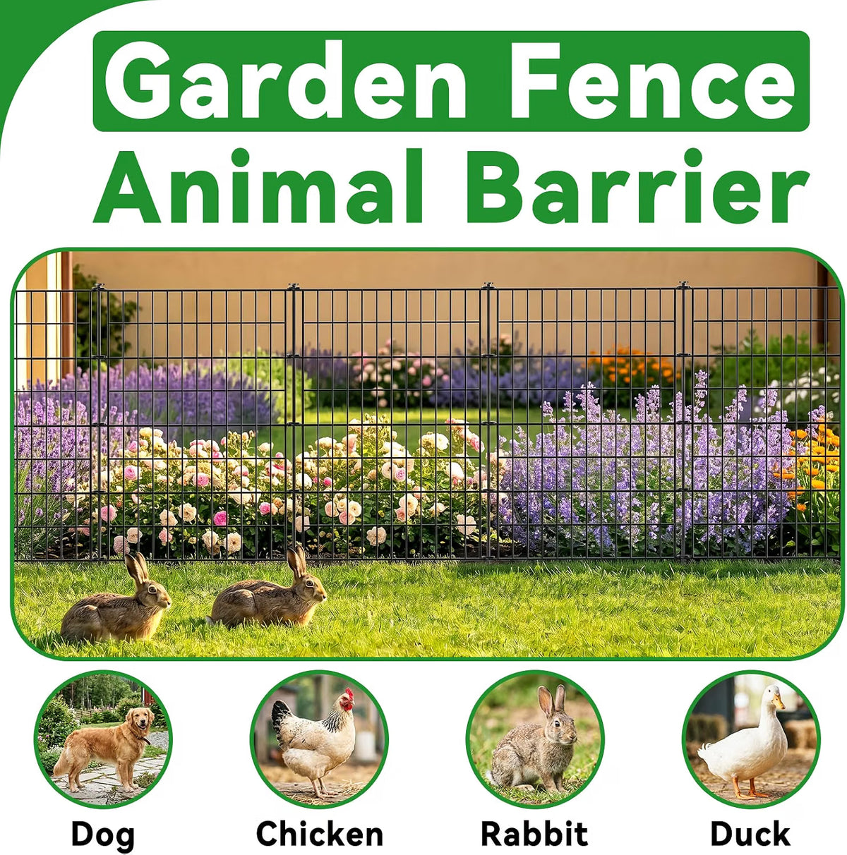 Decorative Metal Garden Fence 101cm x 3.5m 5 Panels Outdoor Border ARIFARO Black