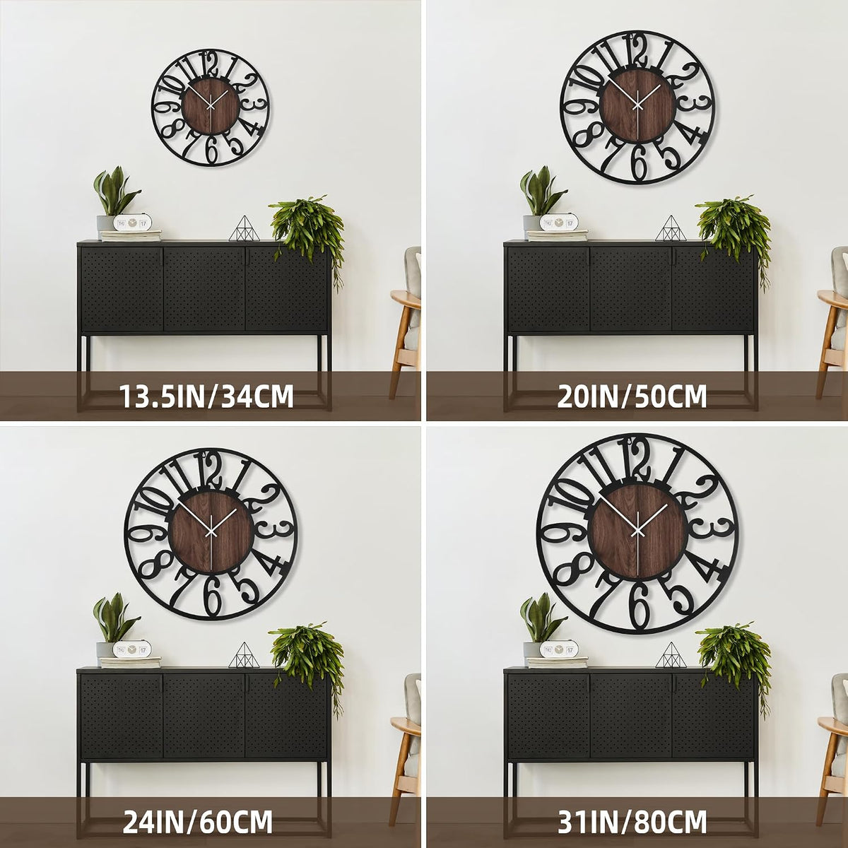 Large Wall Clock 60cm 24 Inch Silent Battery Operated Retro Vintage Home Decor