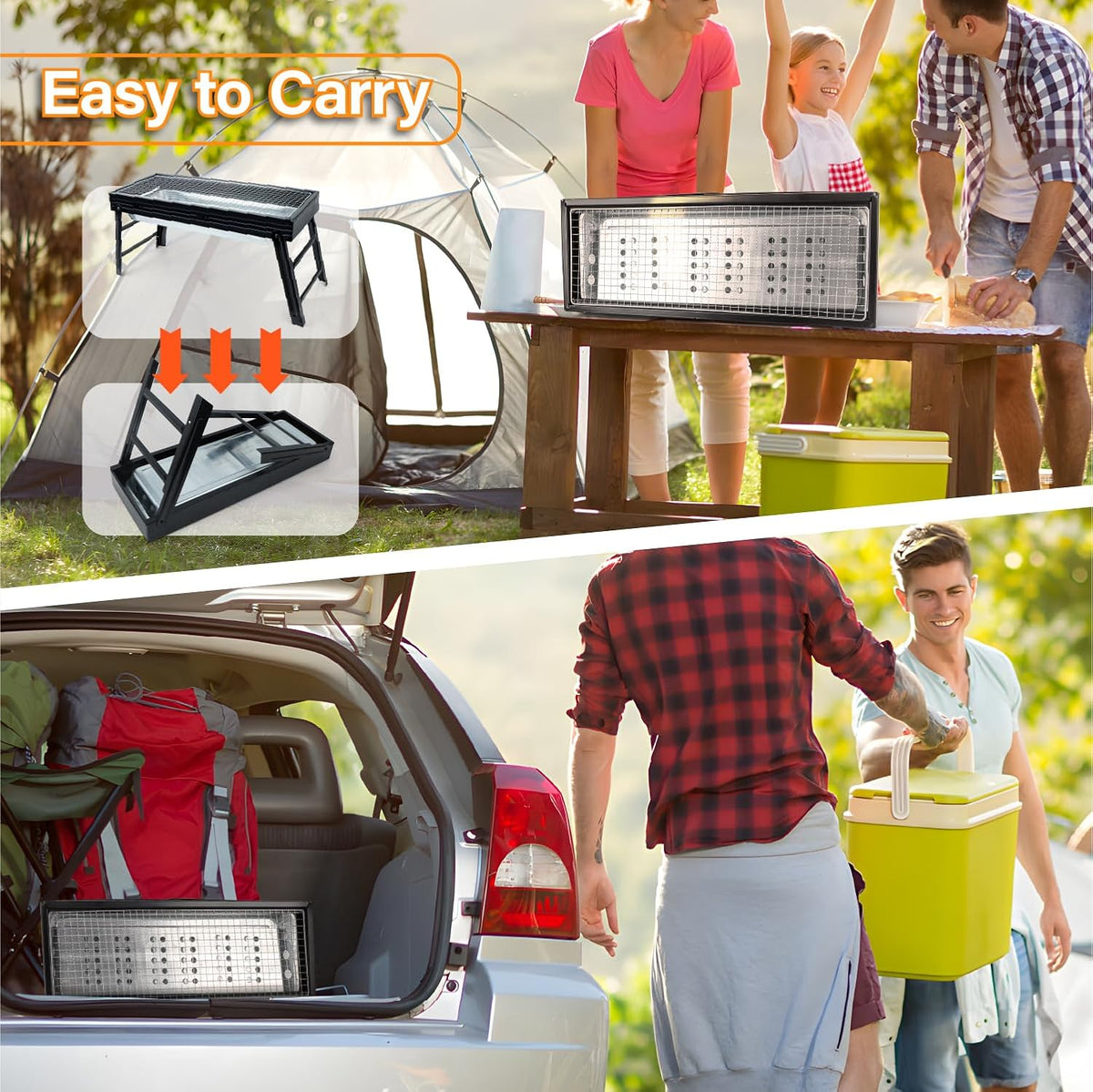 Portable Charcoal BBQ Grill Foldable Barbecue Outdoor Camping Picnic Garden Grill