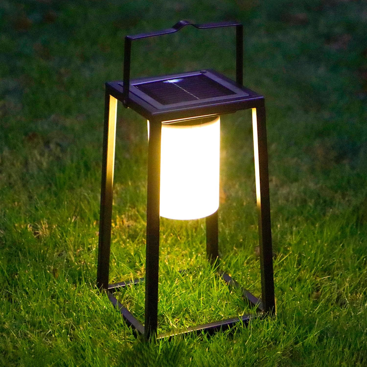 Solar Garden Lantern 38cm Outdoor Hanging Light IP44 Black Metal TRIROCKS