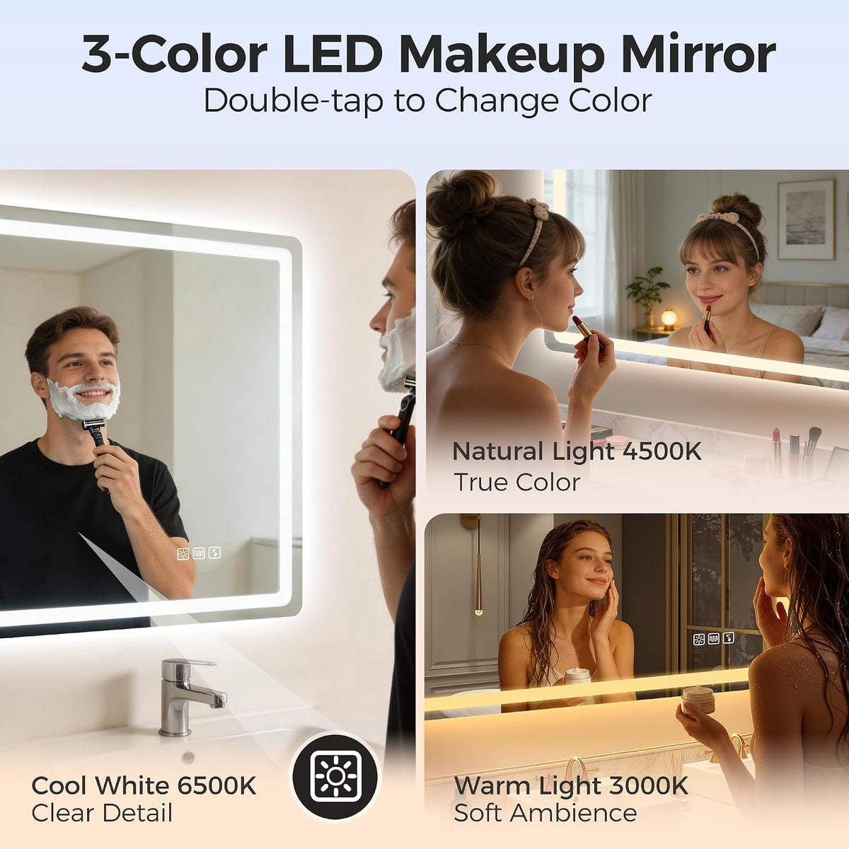 LED Bathroom Mirror 100x70cm Bluetooth Anti Fog Dimmable 3 Colour STARLEAD Vanity