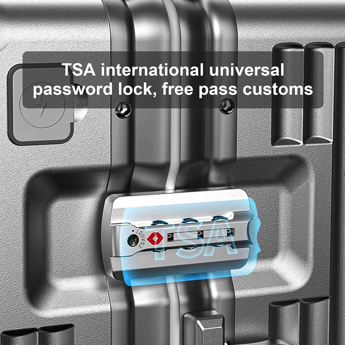 24 Inch Suitcase Hard Shell TSA Lock Aluminium Frame Dark Grey Spinner Luggage
