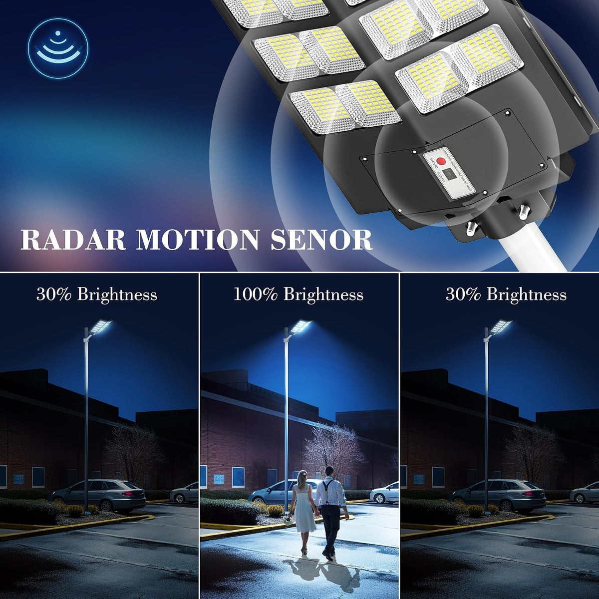 Solar Street Light 1200W 120000LM Motion Sensor Waterproof Outdoor LED Remote