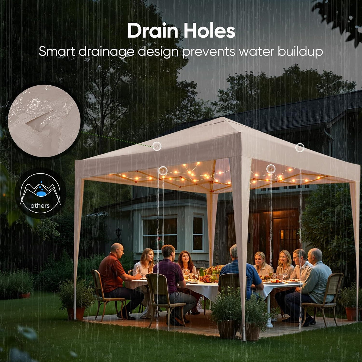 Pop Up Gazebo 3x3m Waterproof Portable Garden Canopy Shelter Beige Quictent