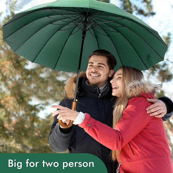 Golf Umbrella Windproof 16 Ribs J Handle Stick Umbrella Becko Black Blue Green