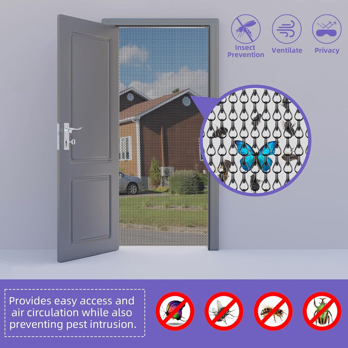 Aluminium Chain Fly Screen 100x210cm Black Door Curtain Insect Pest Control