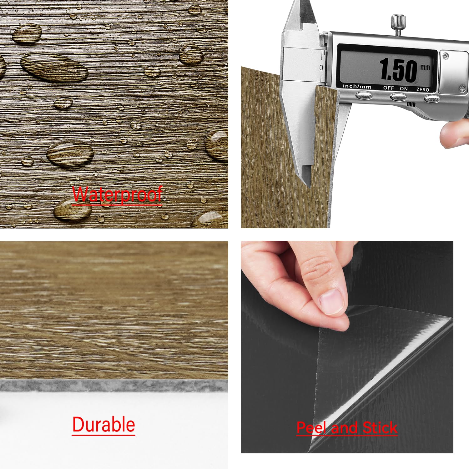 Peel Stick Vinyl Floor Tiles 30x30cm Oak Wood Effect Waterproof 32PCS Livelynine