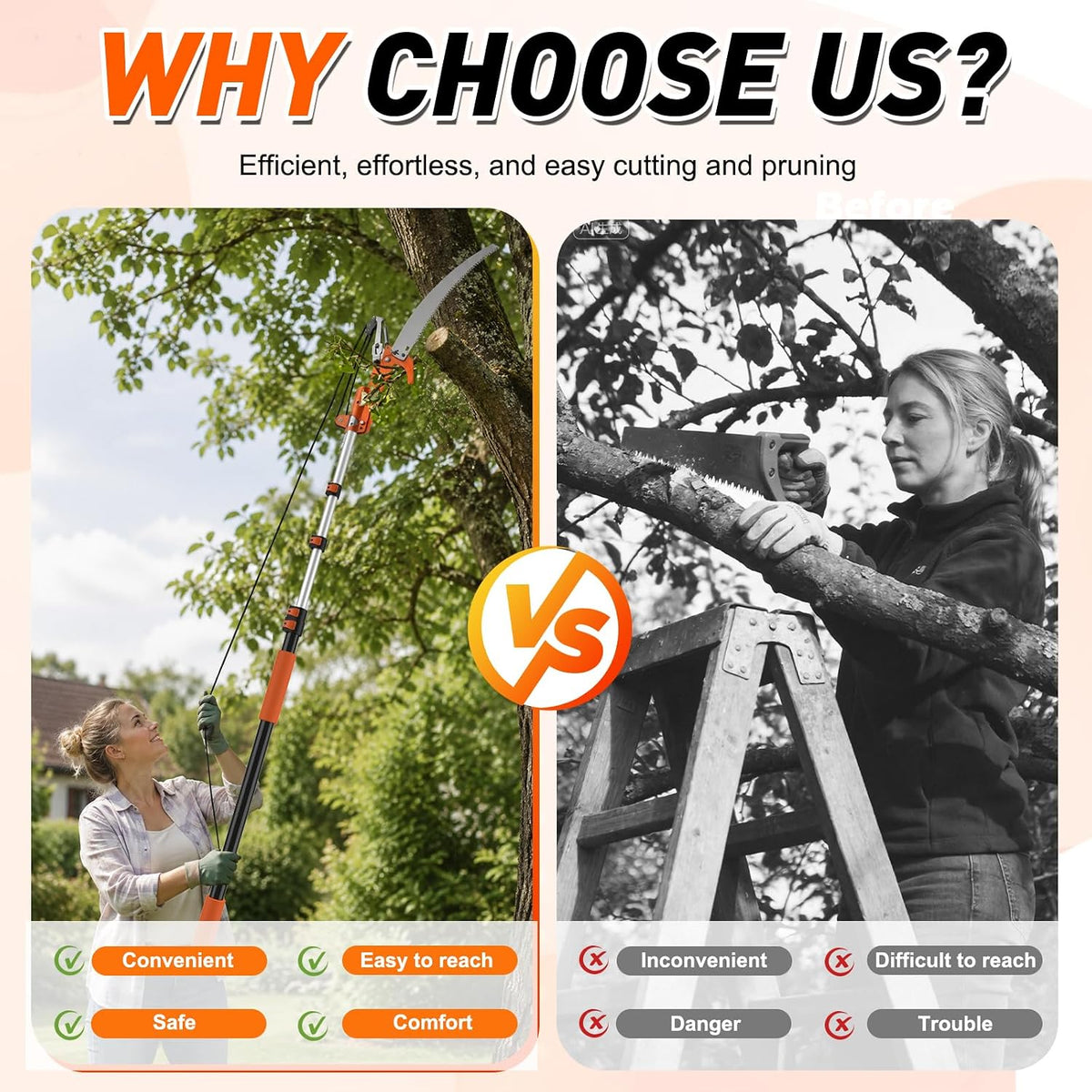 Telescopic Tree Pruner 6m Pole Saw Lopper 2 in 1 Extendable SISUPASSIE