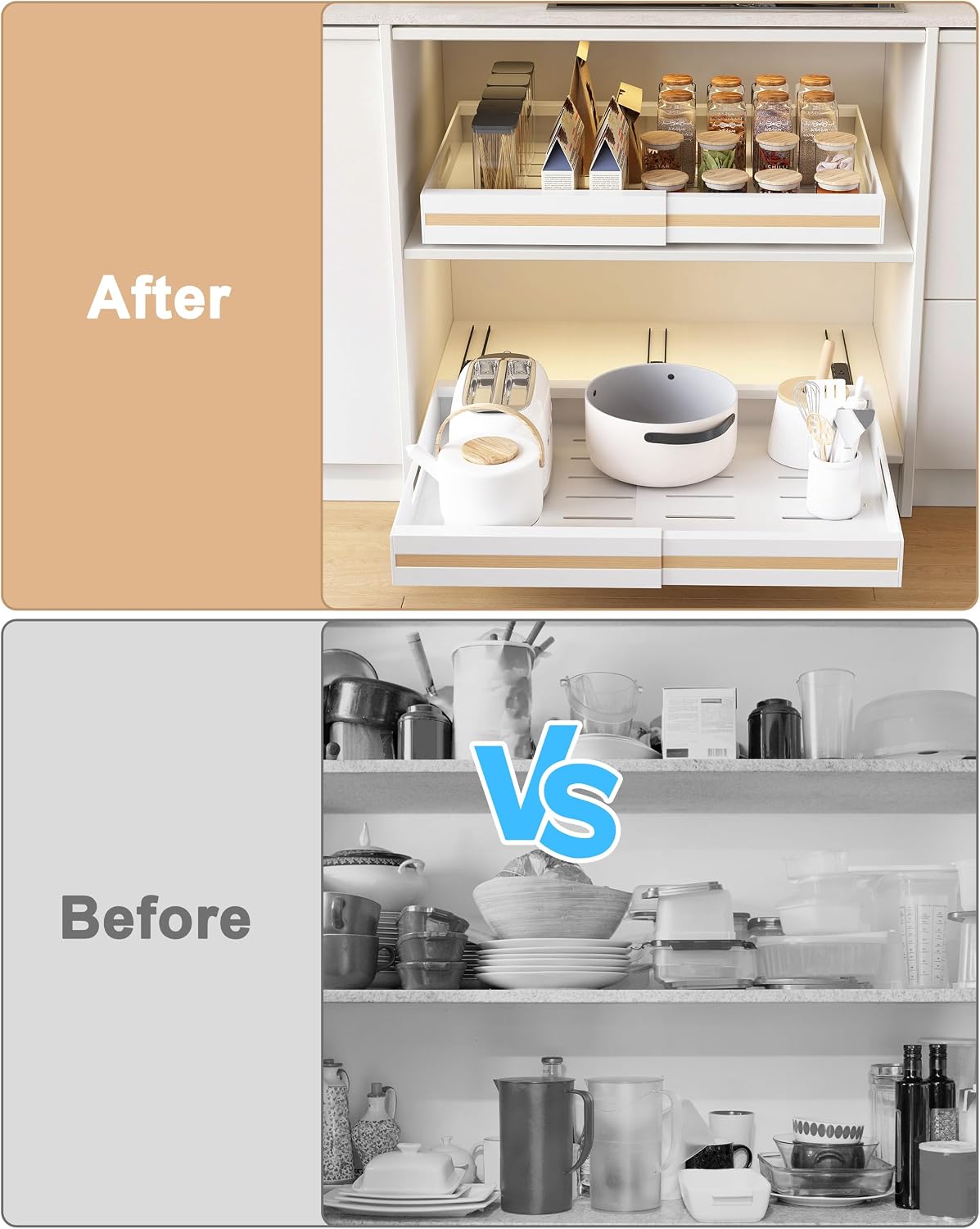 Pull Out Cabinet Organiser 2 Pack Expandable Cupboard Storage Shelves UMDONX