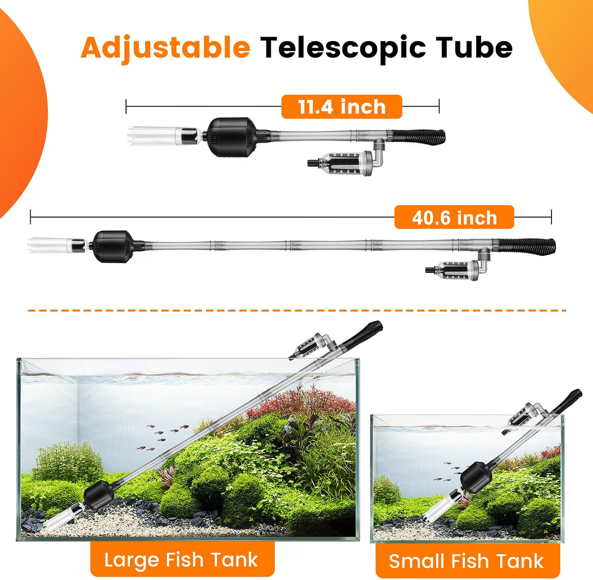 Aquarium Gravel Cleaner 1350LPH 15W Electric Vacuum Water Changer Filter hygger