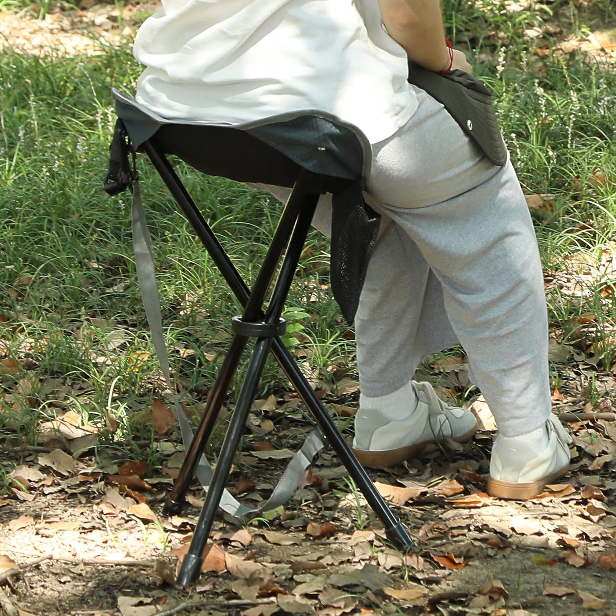 Folding Tripod Stool 22.4 Inch 2 Pack Lightweight Portable Black REDCAMP Camping