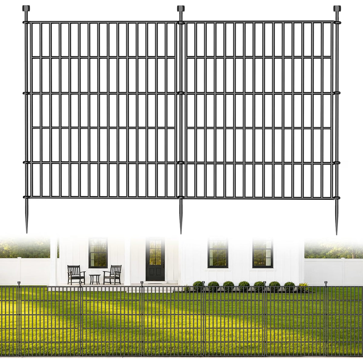 No Dig Garden Fence 81cm x 720cm 10 Panels Outdoor Metal Animal Barrier Fencing