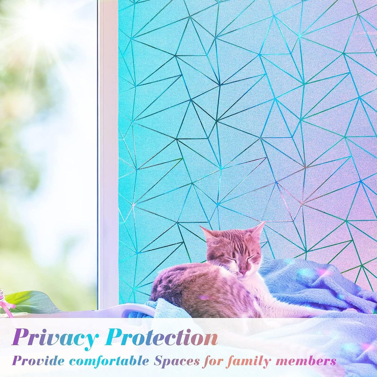 Rainbow Window Film 90x200cm Frosted Privacy Stained Glass Anti UV Beautysaid